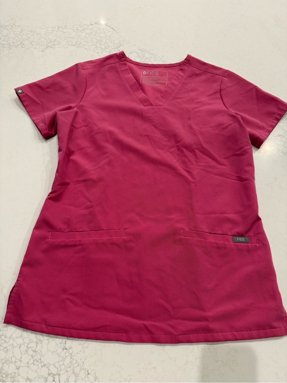 Figs Women's V-Neck Scrub Top in Berry